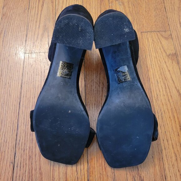 Jeffrey Campbell Black Suede Leather Ankle Strap High Block Heel Sandals 8 HOLVE - Picture 7 of 10